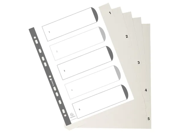Intercalaires imprimés numériques PP gris recyclé - 5 positions - A