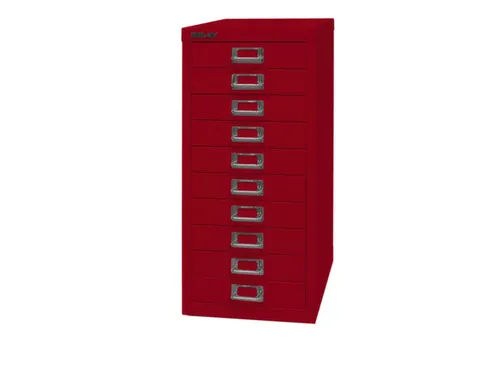 kantoor-ladekast HxBxD 590x279x380mm 10 laden romp kardinaalrood staal