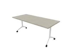 klaptafel,HxBxD 750x1800x700mm,hoekig,T-voet wit,ovale buis,blad beton