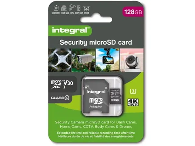 Security microSDXC geheugenkaart Class 10 V30 128GB