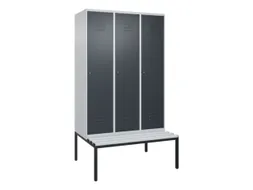 locker met bank,HxBxD 2120x1200x815mm,3vak,vak B 400mm,cil.-slot