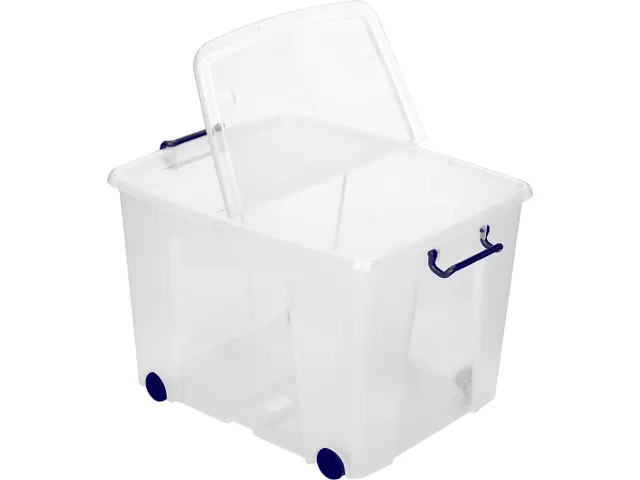 Boîte de rangement Couvercle double accès 65L transparent