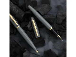 Balpen SHEAFFER VFM 9427 Glossy Light Gray met PVD Gold-Tone Trim - 12