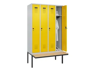 locker met bank,HxBxD 2120x1200x815mm,4vak,vak B 300mm,draaigrendel - 1