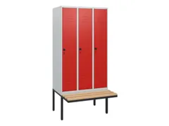 locker met bank,HxBxD 1950x900x815mm,3vak,vak B 300mm,draaigrendel