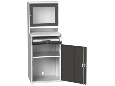 pc-kast monitorvak 1650x650x550mm toetsenbordblad RAL7035+RAL7016