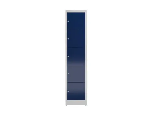 Lockerkast 1800x415x500mm 1x5 vakken cilinderslot, sokkel, RAL5010
