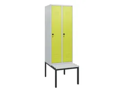 locker met bank,HxBxD 1950x600x815mm,2vak,vak B 300mm,draaigrendel