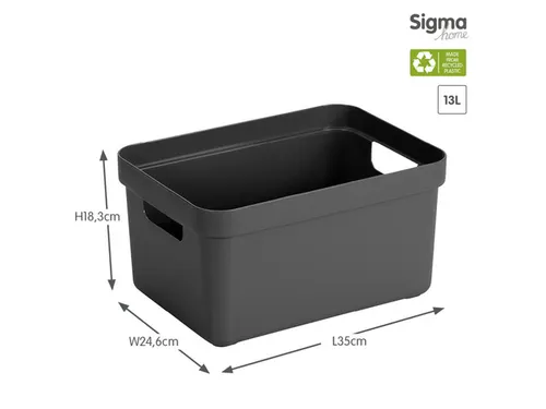 Sigma Home opbergbox 13L antraciet - 35x24,6x18,3cm