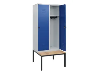 locker met bank,HxBxD 1950x800x815mm,2vak,vak B 400mm,draaigrendel - 2