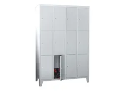 lockerkast,HxBxD 1850x1600x500mm,4x3vakken,RAL7035,front RAL6011