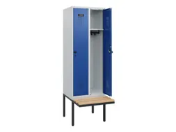locker met bank,HxBxD 1950x600x815mm,2vak,vak B 300mm,draaigrendel