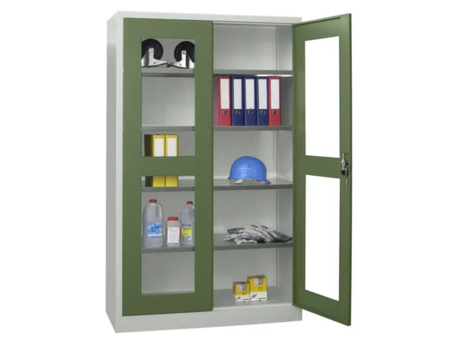 Vitrinekast Hxbxd 1950x1200x500mm Draaideuren Ral7035 Front Ral6011