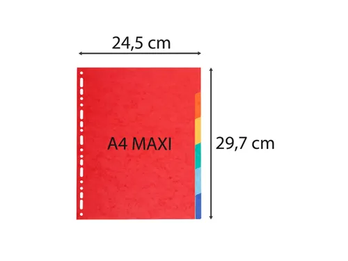 Tabbladen karton 220g 6-delig A4 maxi Assorti