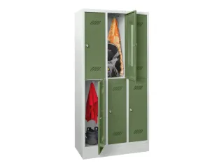 dubbeldekse locker,HxBxD 1850x900x500mm,3x2vak.,RAL7035,front RAL6011 - 2