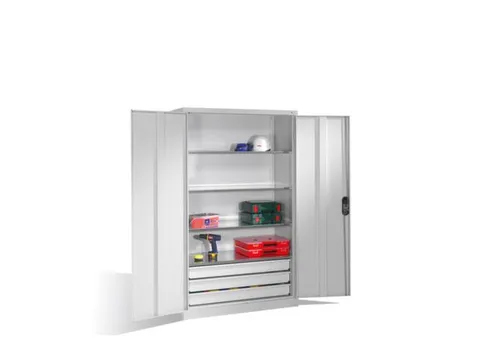 grootvolumekast met openslaande deuren,romp RAL7035,front RAL7035