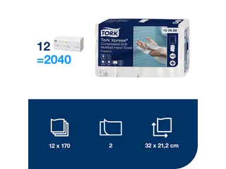 Tork 100888 H2 Xpress compressed Premium Handdoek 2-laags 12x170 stuk - 4