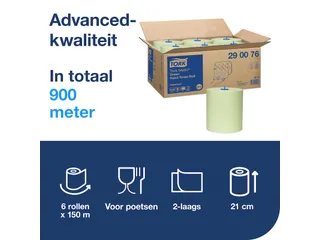 Tork 290076 H1 Matic Advanced Handdoekrol Groen 2-laags 150m 6 rollen - 8