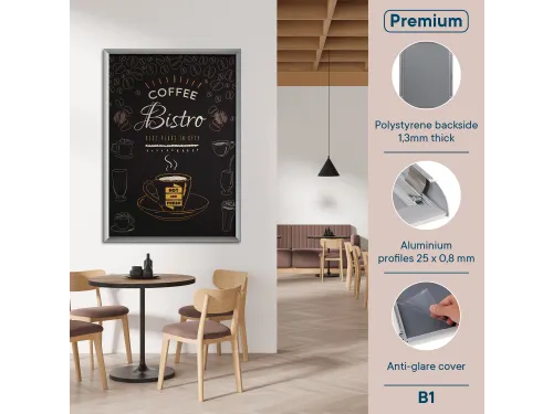 Europel Kliklijst Premium B1 70x100cm 25mm Zilver