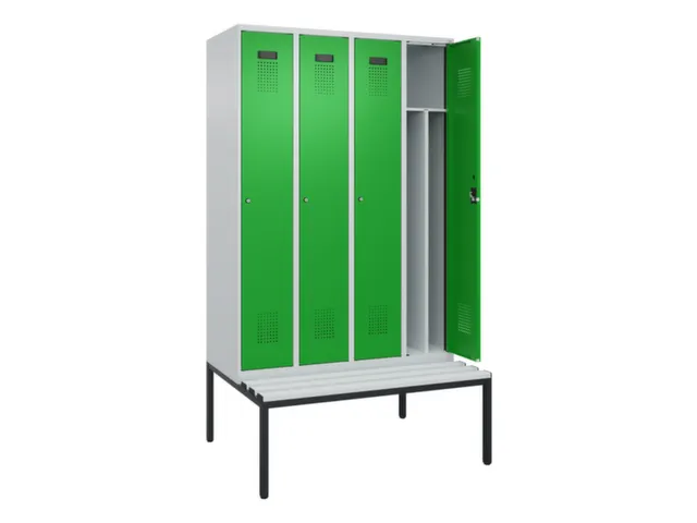 locker met bank,voor scheiding van kleding,HxBxD 2120x1200x815mm,4vak