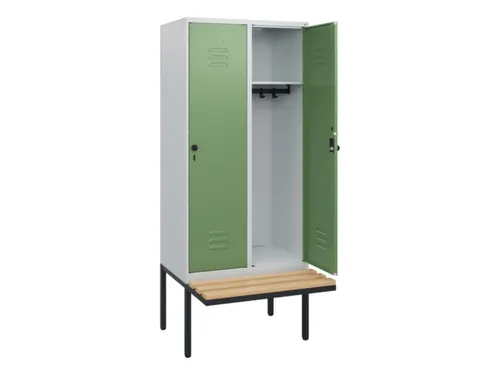 locker met bank,HxBxD 1950x800x815mm,2vak,vak B 400mm,draaigrendel
