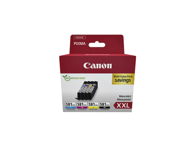 Inktcartridge Canon CLI-581XXL zwart + 3 kleuren