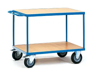 Zware Tafelwagen 2401 600kg 2 Etages 1000x600mm Houten Plaat - 1