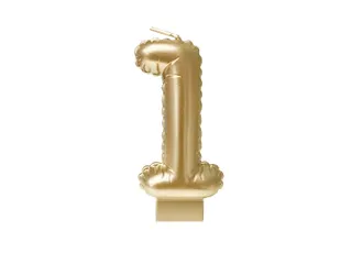 Verjaardagskaars cijfer 1 Folieballon Goud 10cm - 1