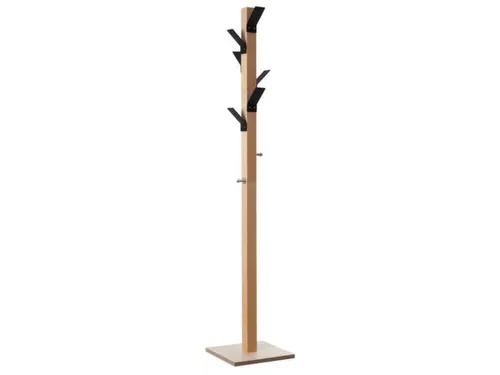 Staande kapstok 6jas-/2tashaken hout/polystyreen naturel/zwart