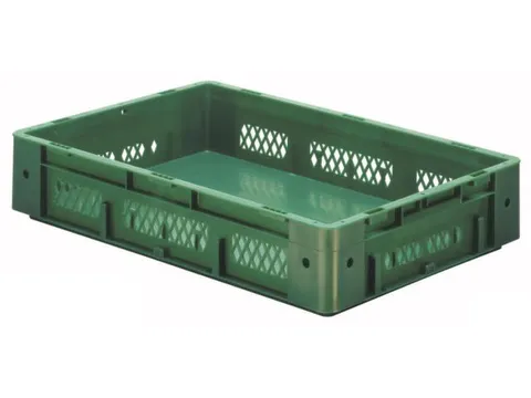 Euronorm Stapelkrat 120x600x400mm 20l Opengewerkt/Bodem Gesl. Groen