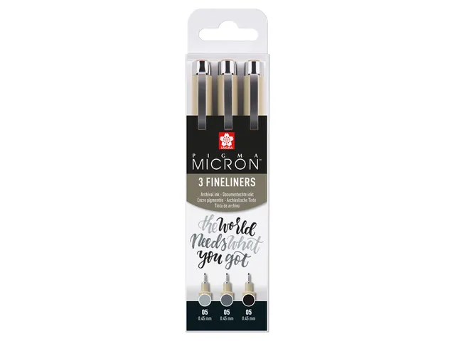 Fineliner Sakura Pigma Micron 05 set zwart & grijs 3 maten