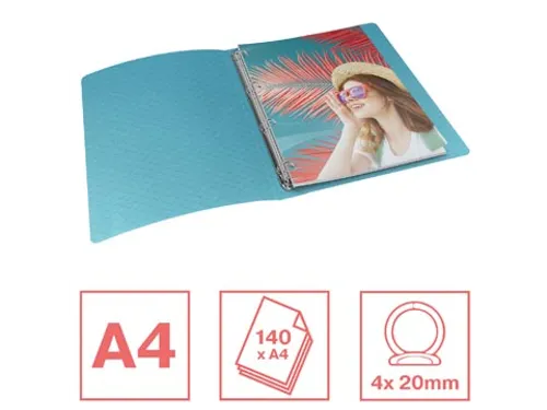 Colour'Breeze ringmap, 4 ringen, PP, ft A4, met soepele kaft blauw