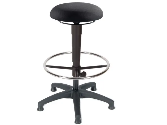 Kruk Zitting Stof Zwart 620-870Mm Voetring Middenzuil Glijders Gasveer