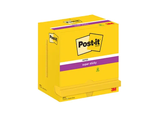 Memoblok Post-it 655 Super Sticky 76x127mm neon geel 12 stuks