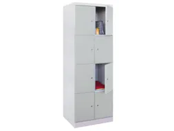 lockerkast,HxBxD 1800x600x500mm,2x4vakken,RAL7035,front RAL3000