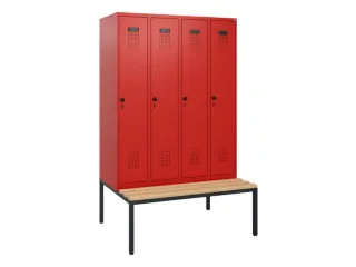 locker met bank,HxBxD 1950x1200x815mm,4vak,vak B 300mm,draaigrendel - 2