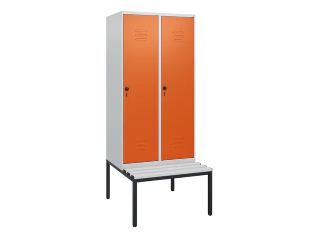 locker met bank,HxBxD 1950x800x815mm,2vak,vak B 400mm,draaigrendel