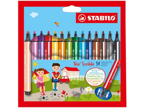 Viltstift STABILO Trio Scribbi 368/14 assorti etui à 14 stuks