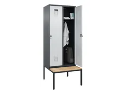 locker met bank,HxBxD 2120x800x815mm,2vak,vak B 400mm,draaigrendel