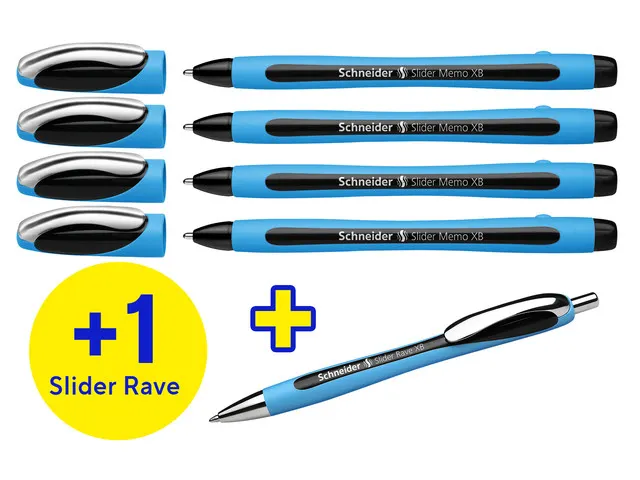 Balpen Schneider Memo XB Black box assorti doos a 4 + 1 Slider Rave gr