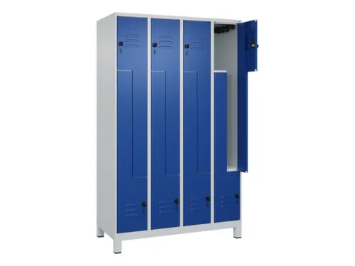 Z-garderobekast,HxBxD 1950x1200x500mm,vak B 150/300mm,draaigrendel