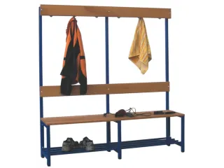Omkleedbank LxB 1500x400mm Houten Latten Schoenenrek Haken Ral6011 - 1