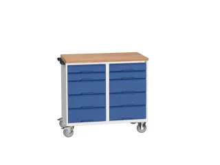 montagetafel 980x1050x600mm multiplexblad 10 laden duwbeugel RAL5010 - 1