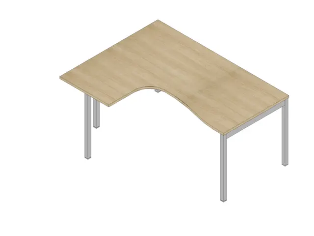 In hoogte verstelbaar hoekbureau,HxBxD 680-760x1600x1200mm,blad eiken