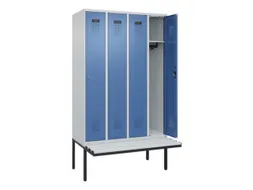 locker met bank,HxBxD 2120x1200x815mm,4vak,vak B 300mm,cilinderslot