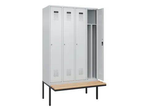 locker met bank,voor scheiding van kleding,HxBxD 2120x1200x815mm,4vak