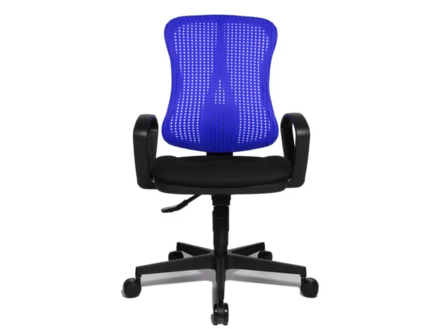 Siège Bureau Pivotant Assise Noir Dossier Maille Bleu