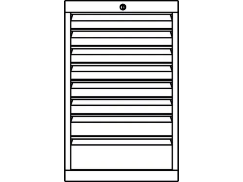 ladekast HxBxD 800x715x600mm 8laden slot RAL7035 front RAL7035