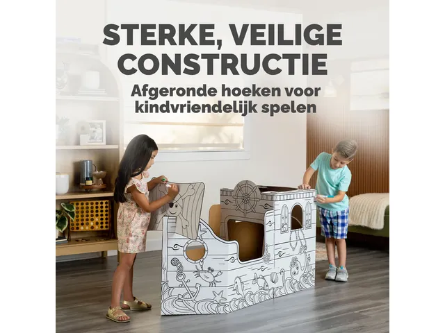 Kartonnen Piratenschip XL Bankers Box Play inkleurbaar