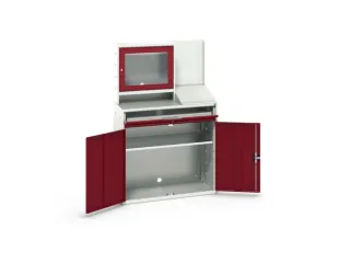 pc-kast monitorvak 1650x1050x550mm toetsenbordblad RAL7035+RAL3004 - 2
